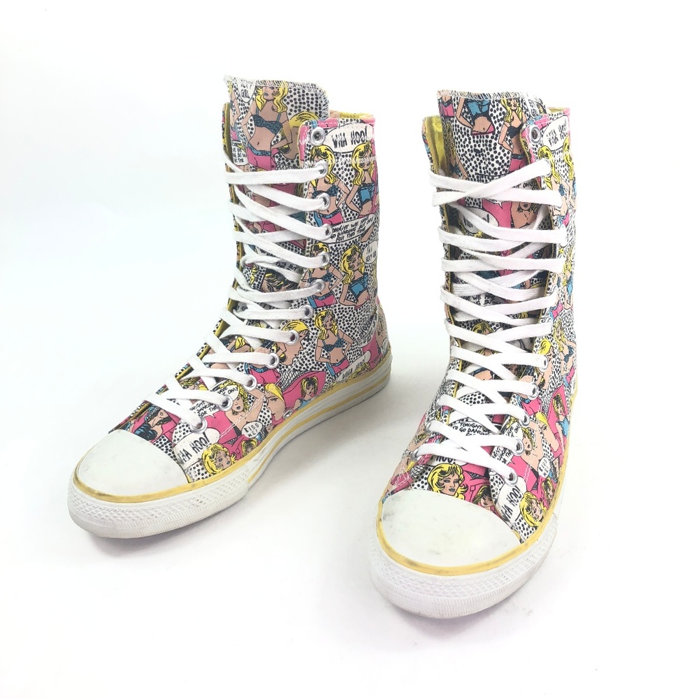 Rouge Helium Comic Pattern Hi Tops Shoes Sz 9 A043